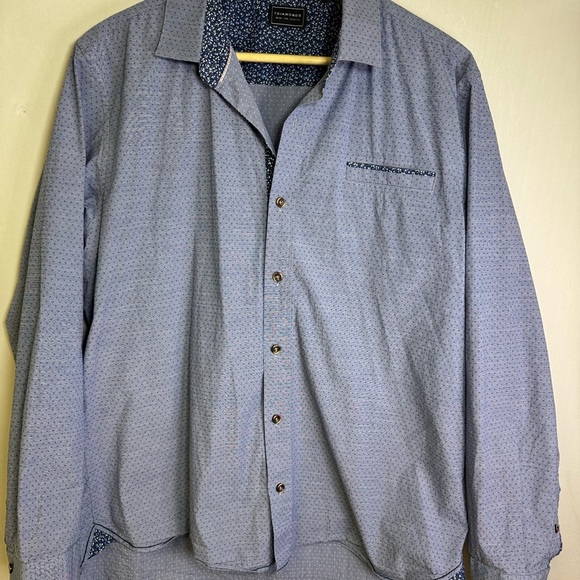 7 Diamonds Blue Patterned button up Men's Shirt - Picture 1 of 8